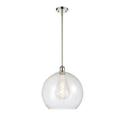 Pendant Light, 1-Light Clear Glass Globe Shade in Polished Nickel