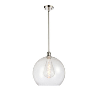 Pendant Light, 1-Light Clear Glass Globe Shade in Polished Nickel