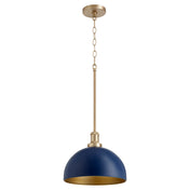 Pendant Light, 1-Light Glass Lantern Shade in Antique Brass