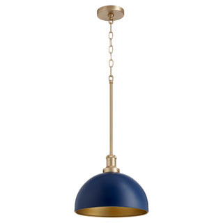 Pendant Light, 1-Light Glass Lantern Shade in Antique Brass