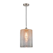 Pendant Light, 1-Light, Glass Shade in Brushed Satin Nickel
