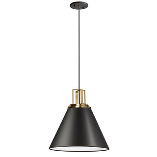 Pendant Light, 1-Light, Matte Black Steel with Cone Shade