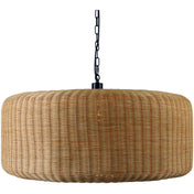 Pendant Light, 1 Light, Rattan Drum Shade in Tan