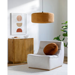 Pendant Light, 1 Light, Rattan Drum Shade in Tan