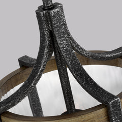 Pendant Light, 1-Light, Weathered Oak and Slate Gray Metal with Clear Glass Shade