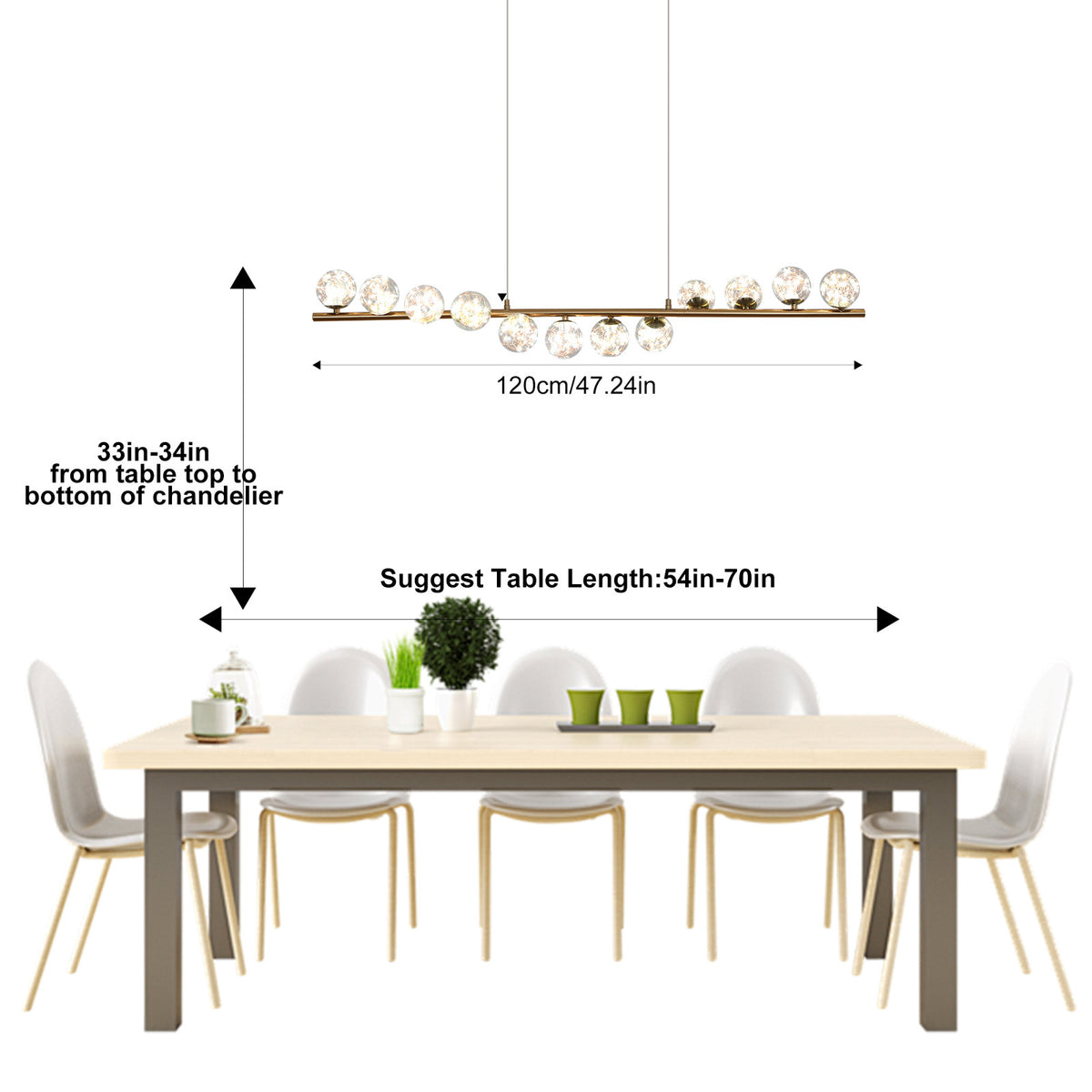 Pendant Light, 12 Glass Globes with Gold Finish