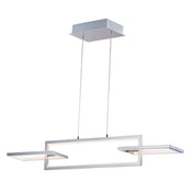 Pendant Light, 3-Light 42 in Wide Metal in Satin Nickel