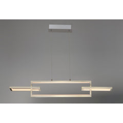 Pendant Light, 3-Light 42 in Wide Metal in Satin Nickel