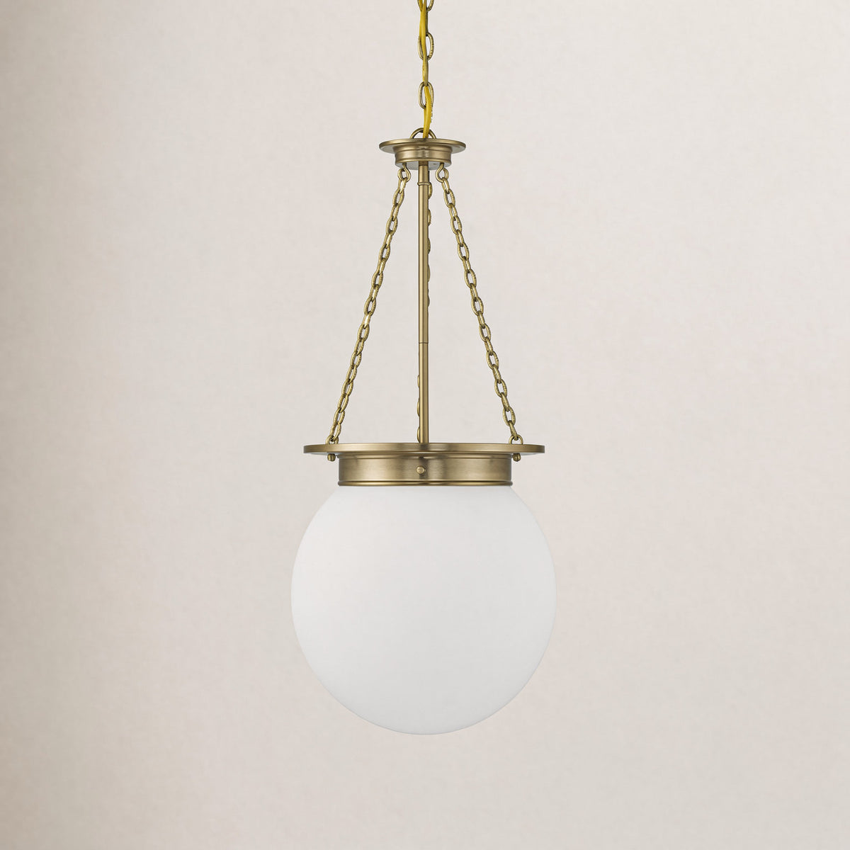 Pendant Light, 3-Light with Frosted Glass Shade in Gold