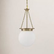 Pendant Light, 3-Light with Frosted Glass Shade in Gold