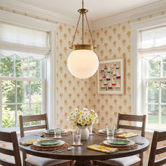 Pendant Light, 3-Light with Frosted Glass Shade in Gold