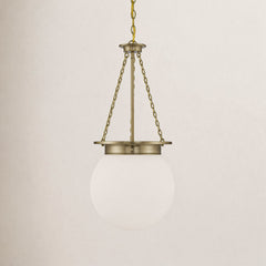 Pendant Light, 3-Light with Frosted Glass Shade in Gold