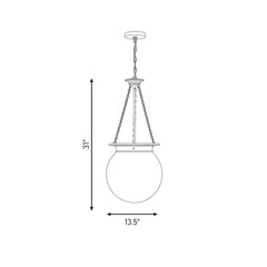 Pendant Light, 3-Light with Frosted Glass Shade in Gold