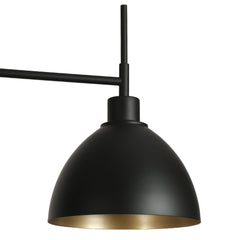 Pendant Light, 3 Lights, Black Metal Dome Shades with Brass Interior