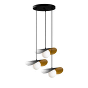 Pendant Light, 3 Lights, Black Shade with Antique Brass Finish