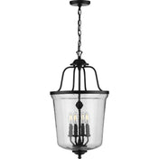 Pendant Light, 4-Light, Chiseled Glass Shade with Metal Frame