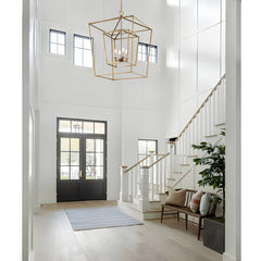 Pendant Light, 4-Light Metal Cage Frame in Gold