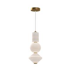 Pendant Light, 5-Light, Aged Gold Steel with White Glass Shade