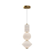 Pendant Light, 5-Light, Aged Gold Steel with White Glass Shade