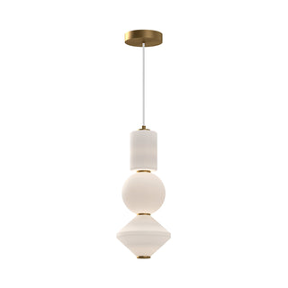 Pendant Light, 5-Light, Aged Gold Steel with White Glass Shade