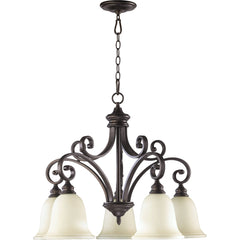 Pendant Light, 5-Light, Oil Rubbed Bronze with Glass Shade