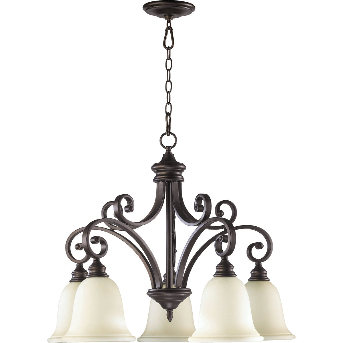 Pendant Light, 5-Light, Oil Rubbed Bronze with Glass Shade