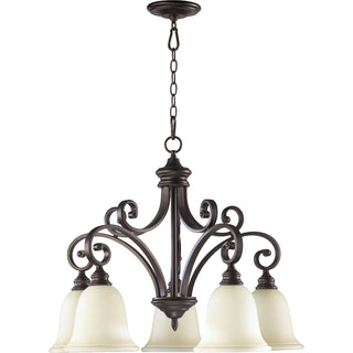 Pendant Light, 5-Light, Oil Rubbed Bronze with Glass Shade