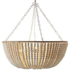Pendant Light, 6-Light, Iron with Cream Wood Shade
