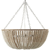 Pendant Light, 6-Light, Iron with Cream Wood Shade