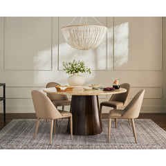 Pendant Light, 6-Light, Iron with Cream Wood Shade