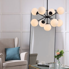 Pendant Light, 9-Light Iron Fixture with Black Finish