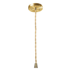 Pendant Light, Ceramic Cone Shade in Celadon Green Crackle with Antique Brass