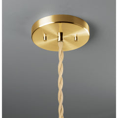Pendant Light, Ceramic Cone Shade in Celadon Green Crackle with Antique Brass