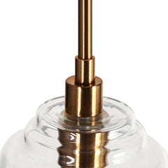 Pendant Light, Clear Glass Shade with Gold Finish Iron Base