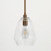Pendant Light, Clear Glass Shade with Gold Finish Iron Base