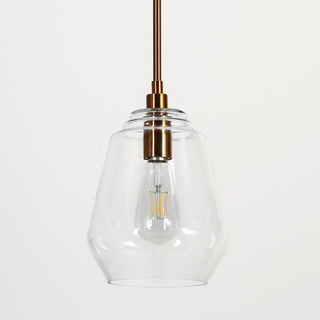 Pendant Light, Clear Glass Shade with Gold Finish Iron Base