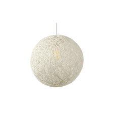 Pendant Light, Hand Woven Textile Shade in White