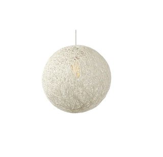 Pendant Light, Hand Woven Textile Shade in White