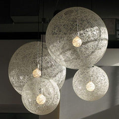 Pendant Light, Hand Woven Textile Shade in White