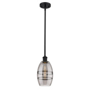 Pendant Light, Matte Black with Light Smoke Glass Shade
