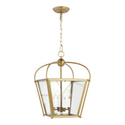 Pendant Light, Satin Brass Finish with Glass Shade
