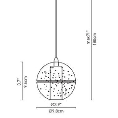 Pendant Light, Solid Crystal Sphere with Integrated LED, Clear and Nickel