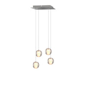 Pendant Light, Solid Crystal Sphere with Integrated LED, Clear and Nickel