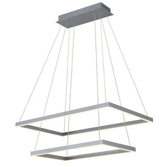 Pendant Light with 2 Integrated LED Lights in Silver Finish