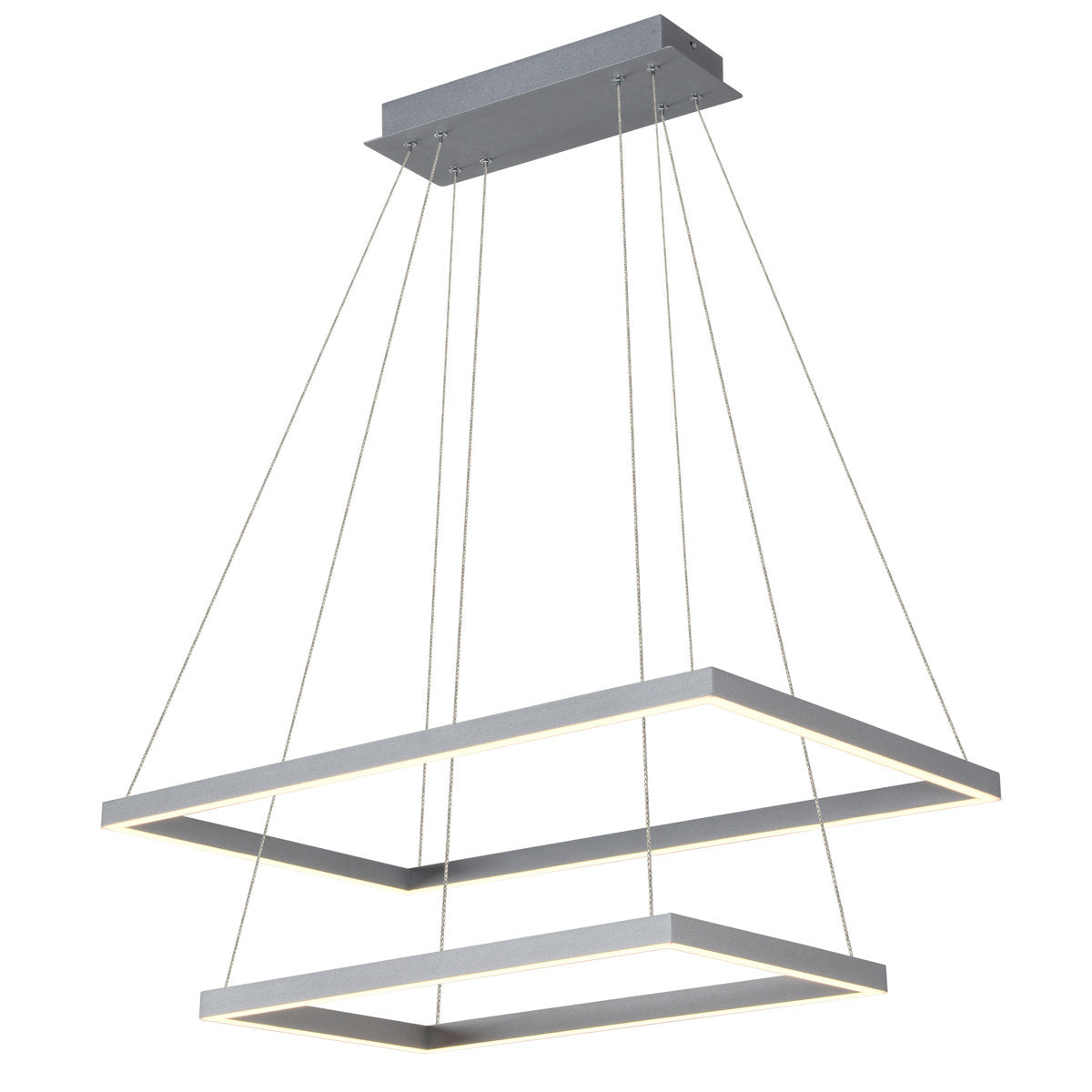 Pendant Light with 2 Integrated LED Lights in Silver Finish