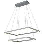 Pendant Light with 2 Integrated LED Lights in Silver Finish