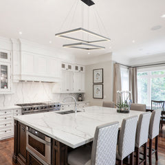 Pendant Light with 2 Integrated LED Lights in Silver Finish