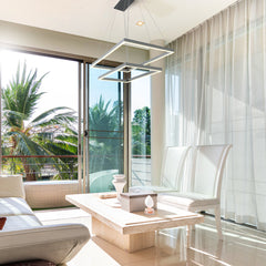 Pendant Light with 2 Integrated LED Lights in Silver Finish
