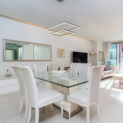 Pendant Light with 2 Integrated LED Lights in Silver Finish