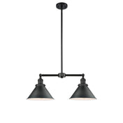 Pendant Light with 2 Lights in Matte Black Metal